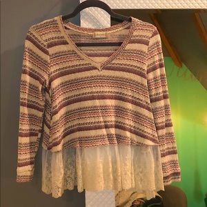 Light weight laced sweater.